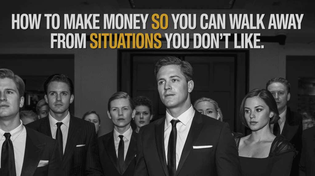 how to make money so you can walk away from situations you dont like